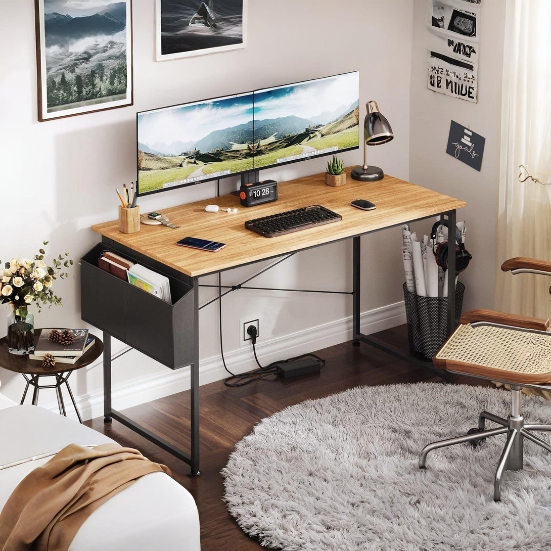 Aidan 120cm Computer Desk with Storage Bag - Natural