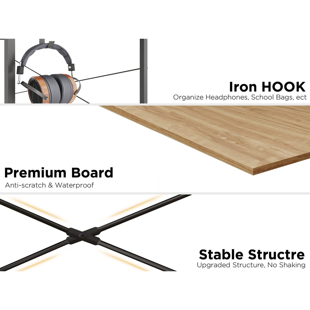 Aidan 120cm Computer Desk with Storage Bag - Natural