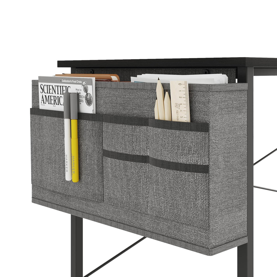 Cayden 100cm Computer Desk with Storage Bag - Black