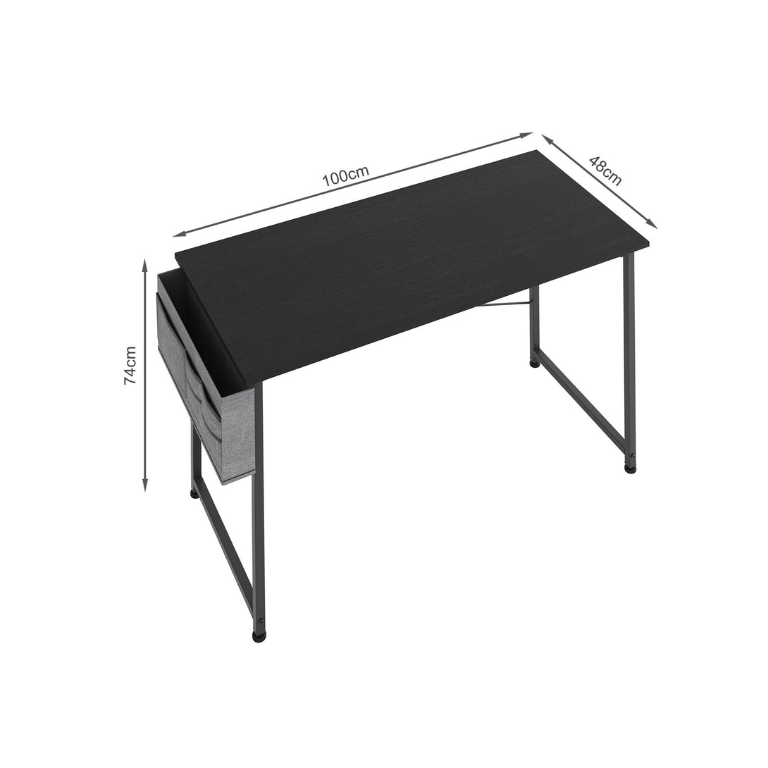 Cayden 100cm Computer Desk with Storage Bag - Black