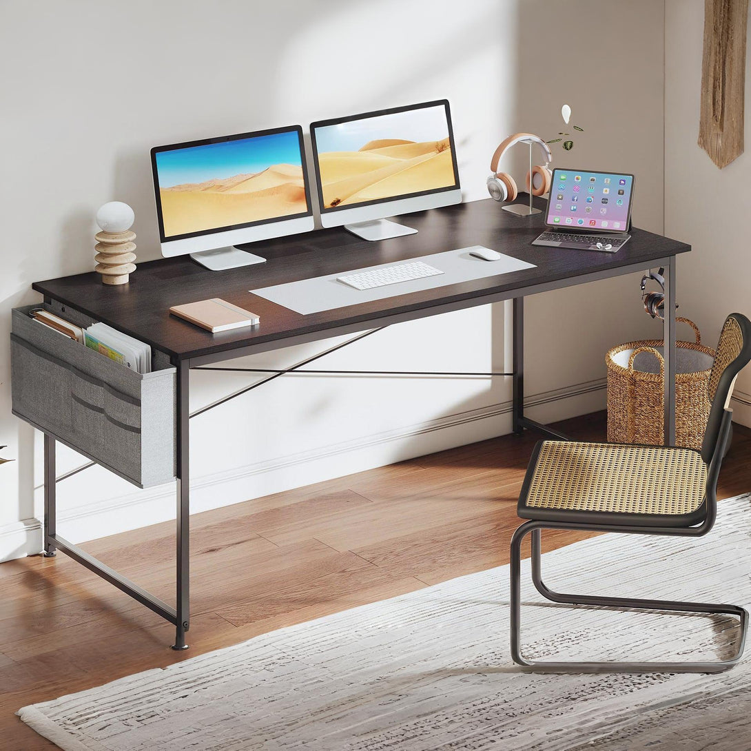 Cayden 160cm Computer Desk with Storage Bag - Black
