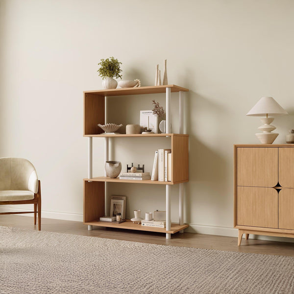 Petone 4 Tier Flexi Storage Rack - Maple + White