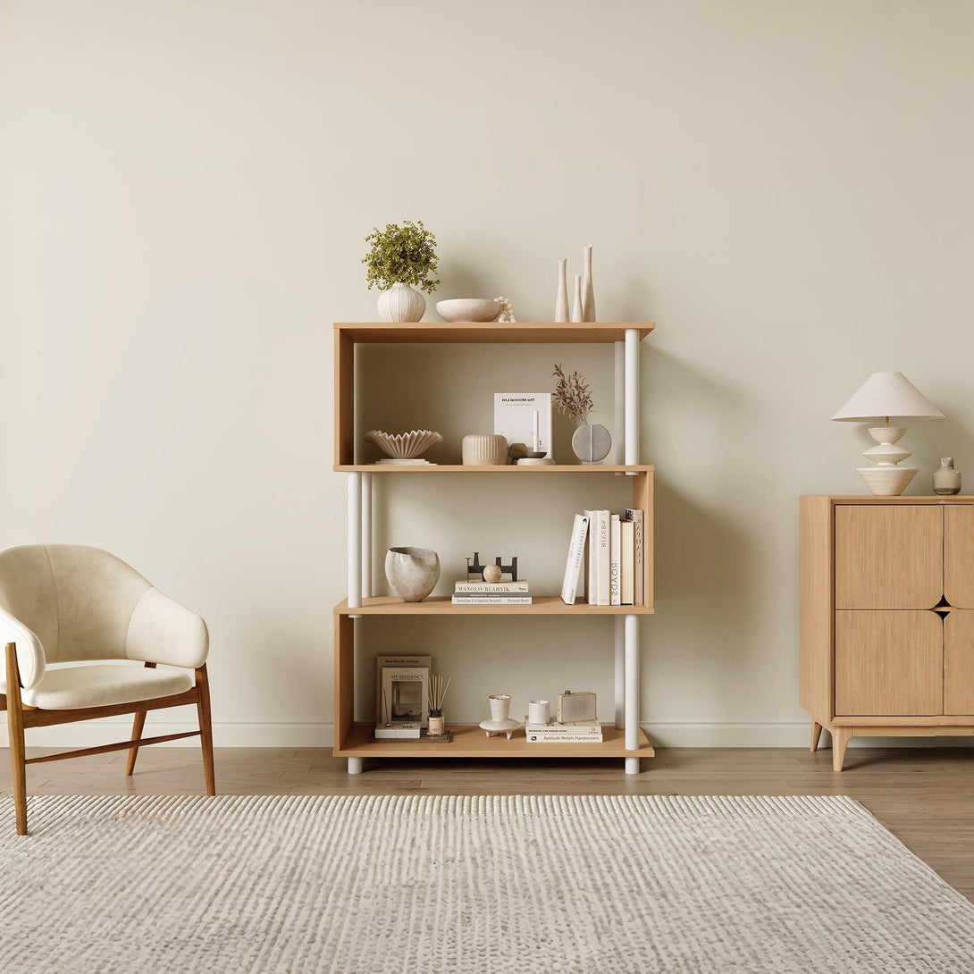 Petone 4 Tier Flexi Storage Rack - Maple + White