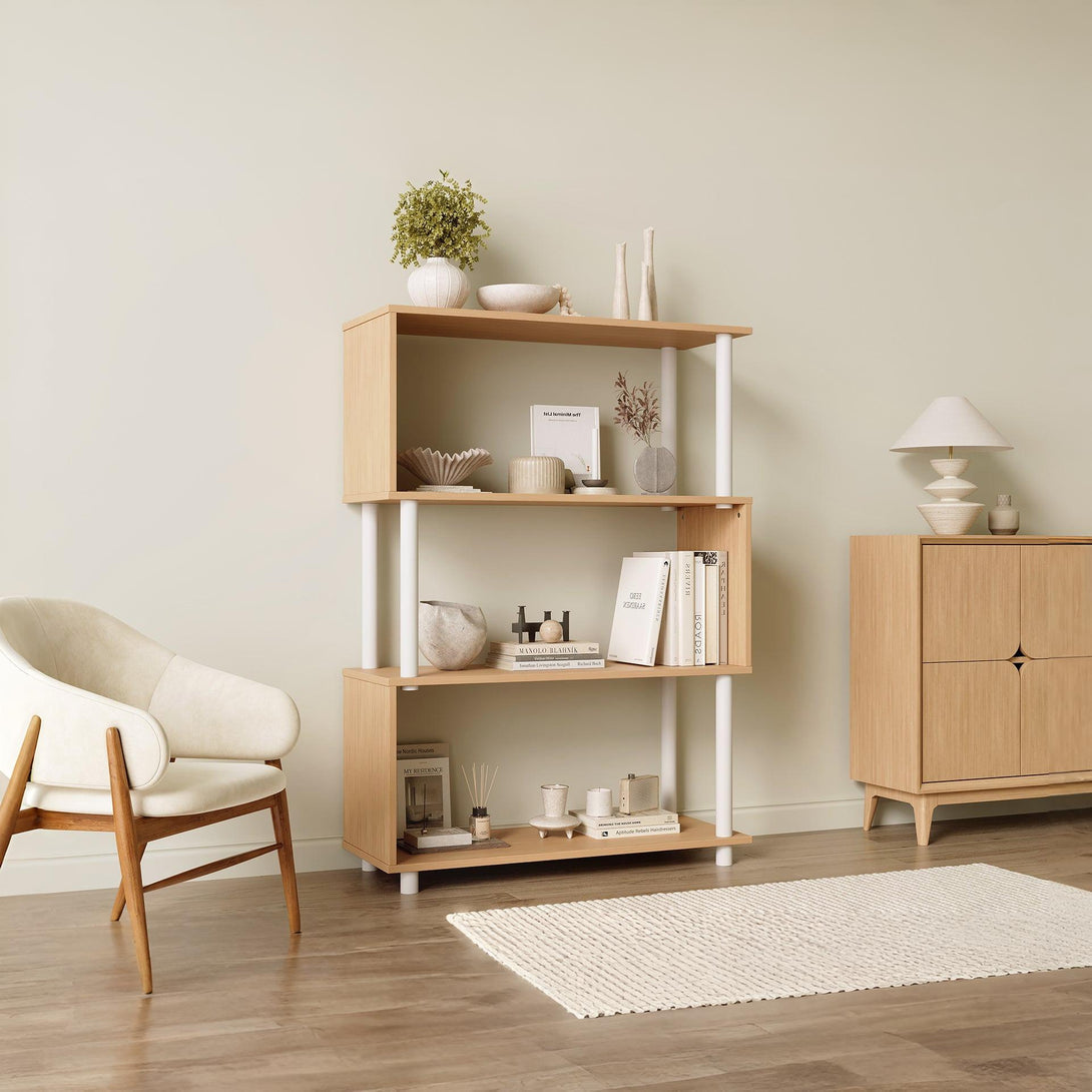 Petone 4 Tier Flexi Storage Rack - Maple + White