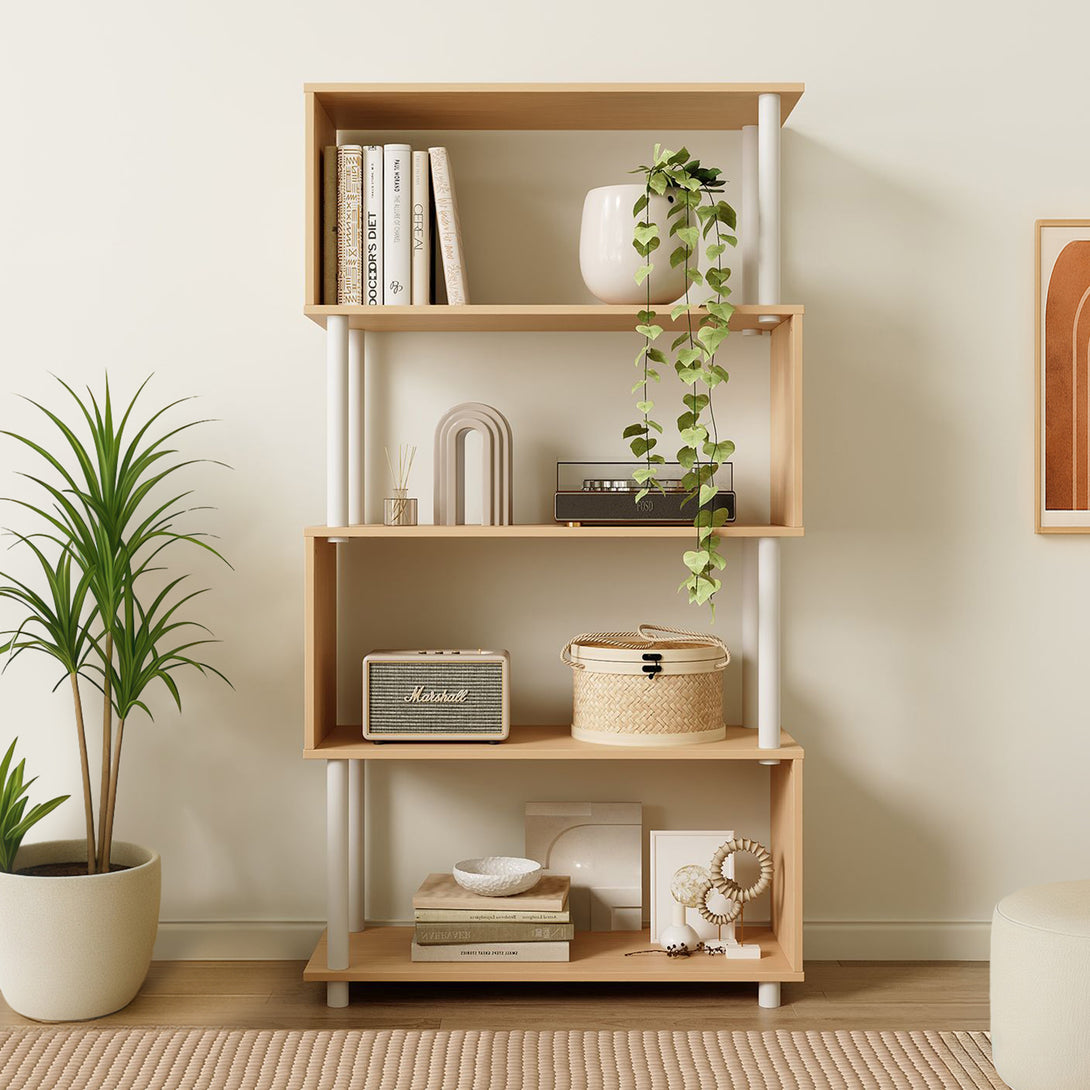 Petone 5 Tier Flexi Storage Rack - Maple + White