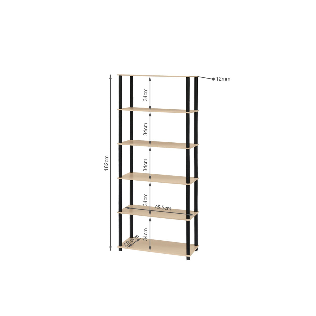 Horeke 6 Tier Flexi Storage Rack - Oak + Black