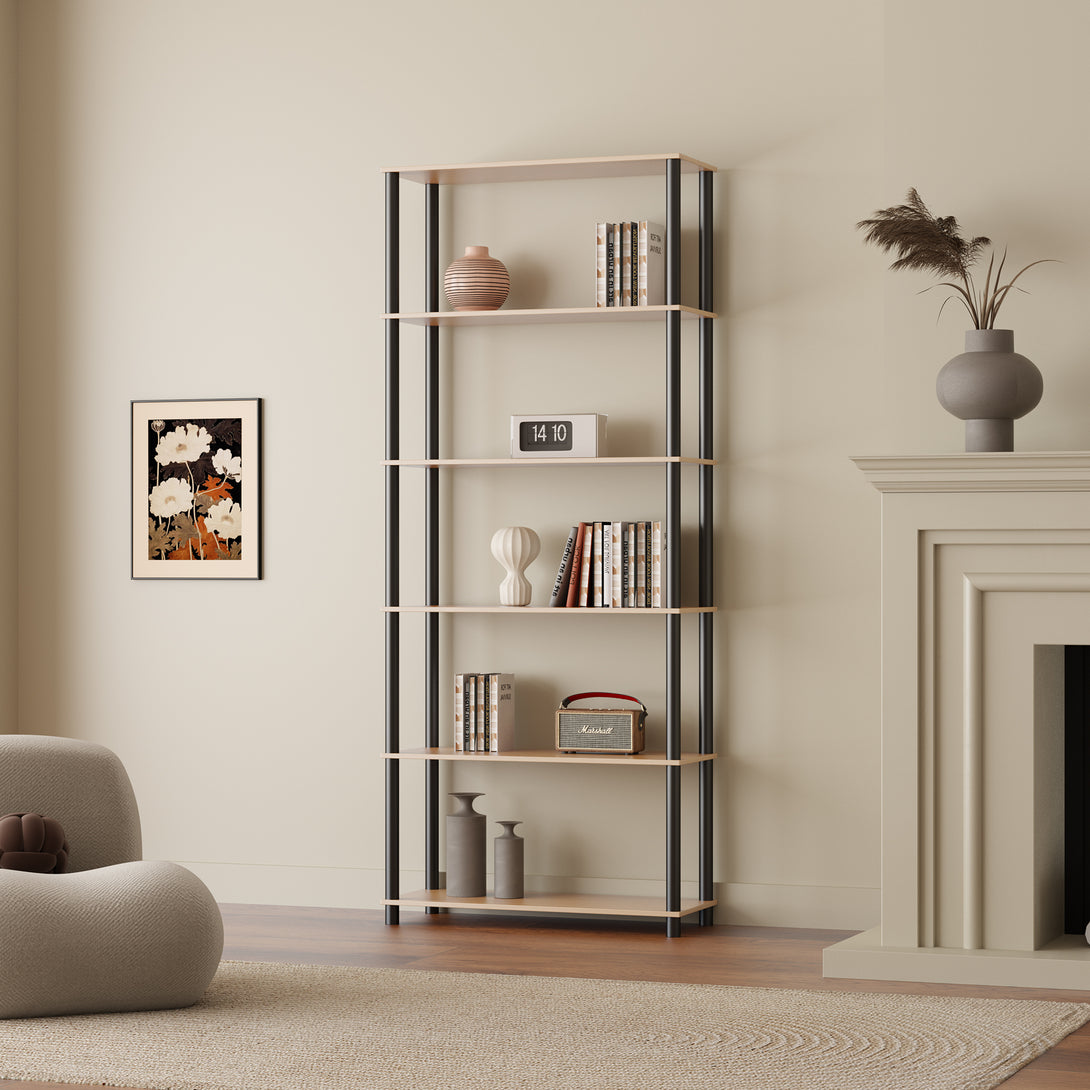 Horeke 6 Tier Flexi Storage Rack - Oak + Black
