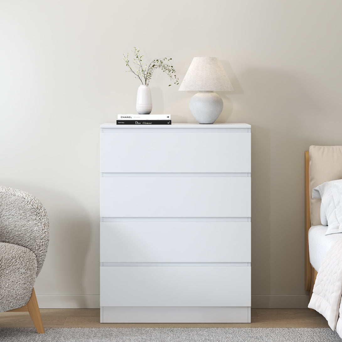 Hollis 4 Drawers Tallboy - White