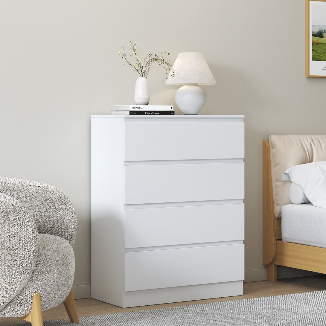 Hollis 4 Drawers Tallboy - White