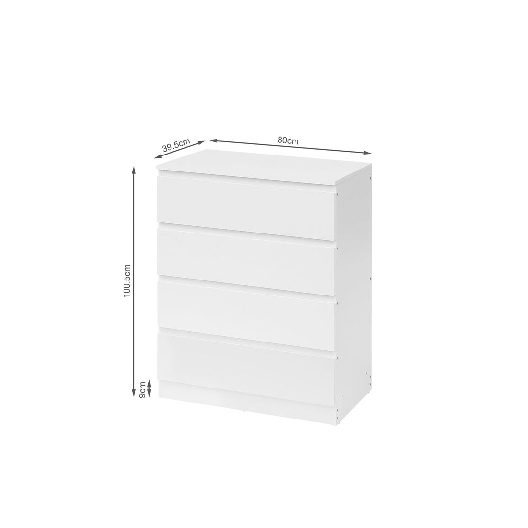 Hollis 4 Drawers Tallboy - White
