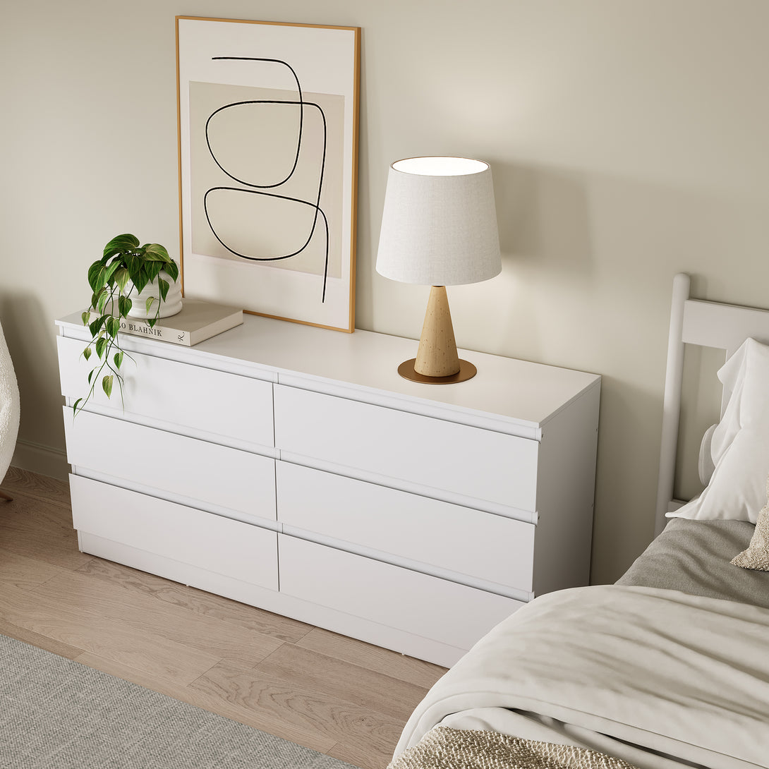 Hollis 6 Drawers Low Boy - White