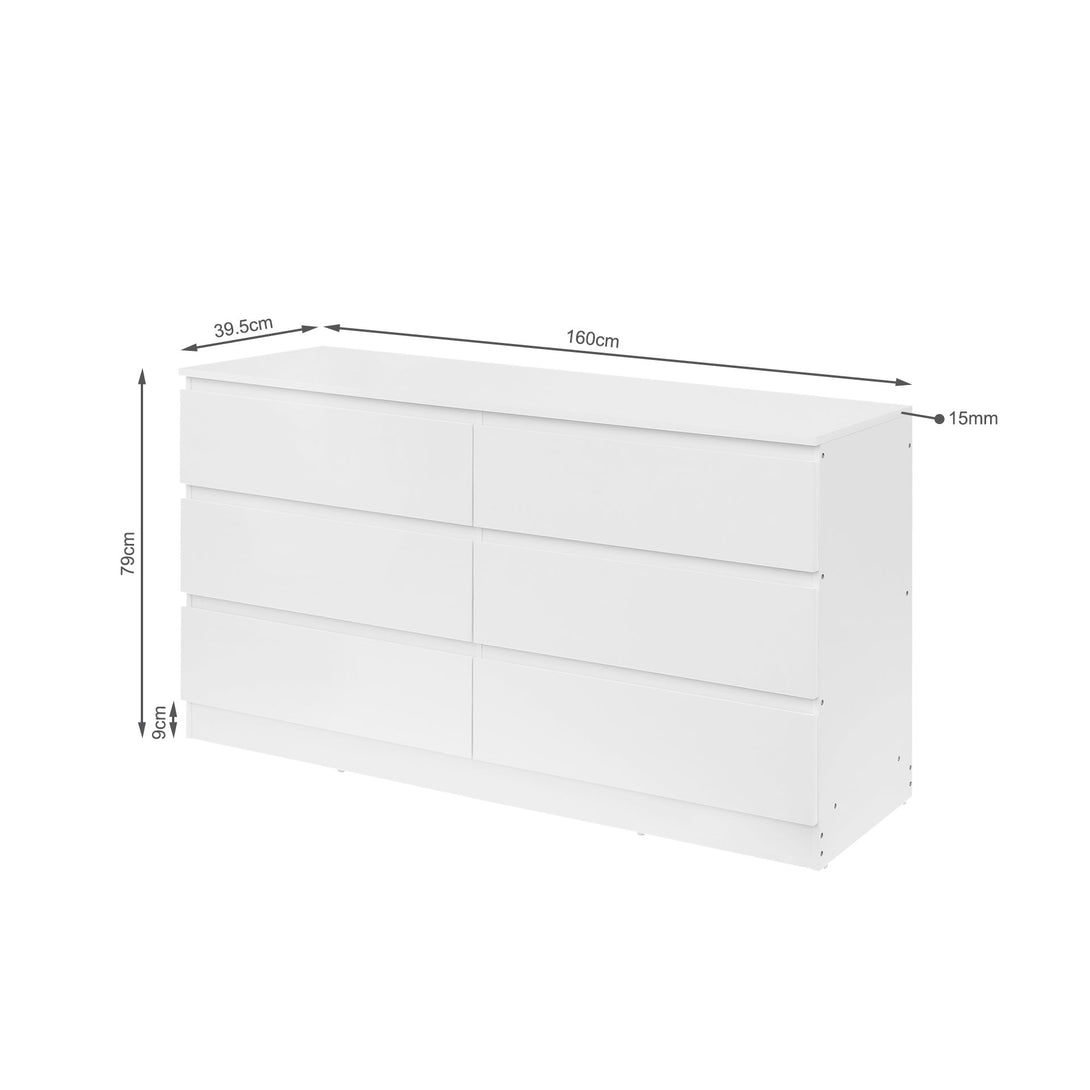 Hollis 6 Drawers Low Boy - White