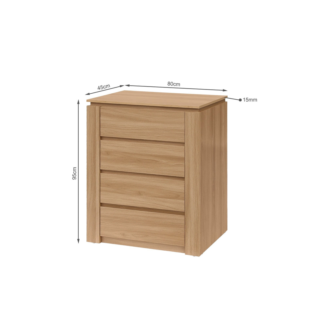Jayce 4 Drawers Tallboy - Oak