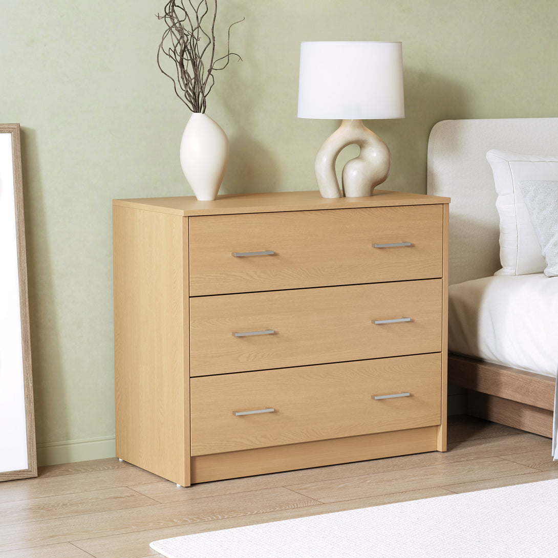 Nikola 3 Drawers Tallboy - Maple