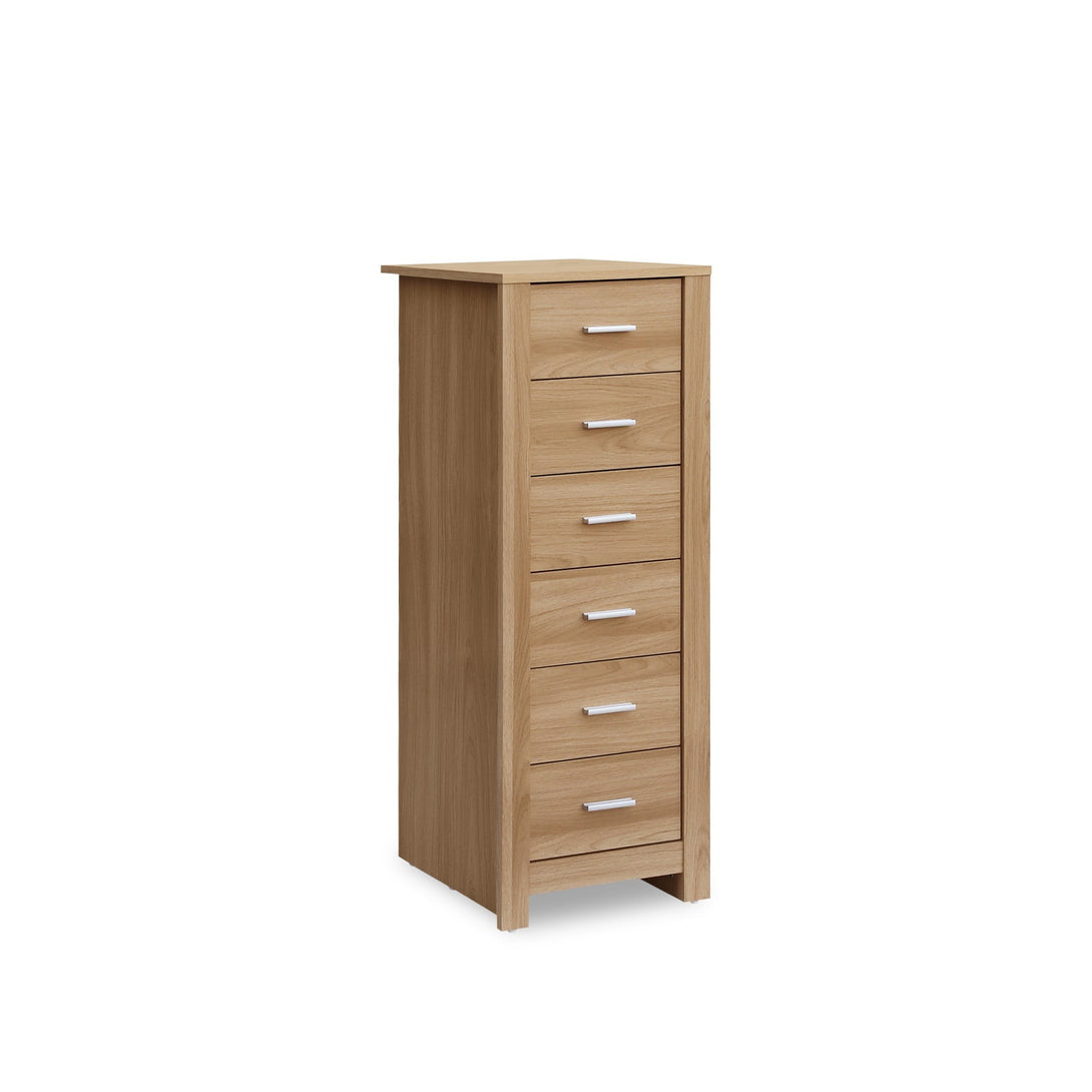 Olsen 6 Drawers Slim Tallboy - Oak