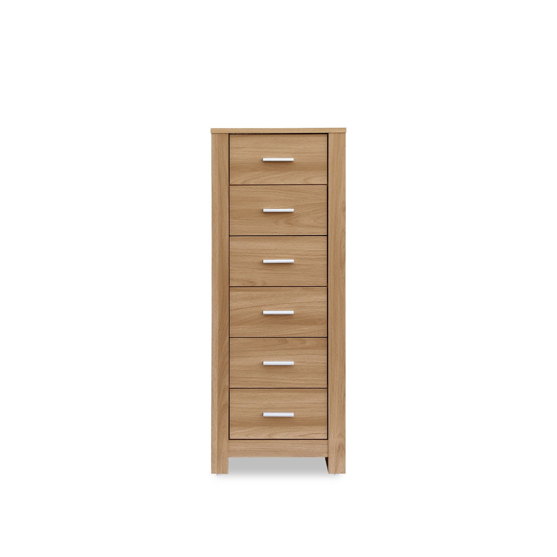 Olsen 6 Drawers Slim Tallboy - Oak