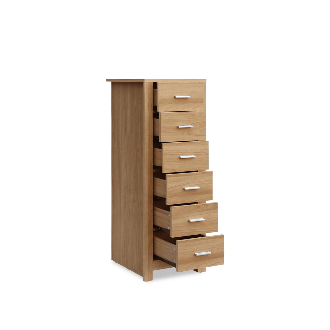 Olsen 6 Drawers Slim Tallboy - Oak
