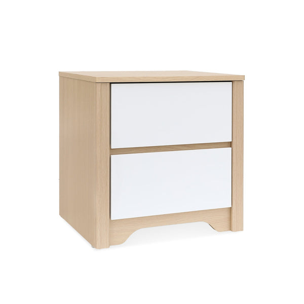 Harlee Bedside Table - Oak + White