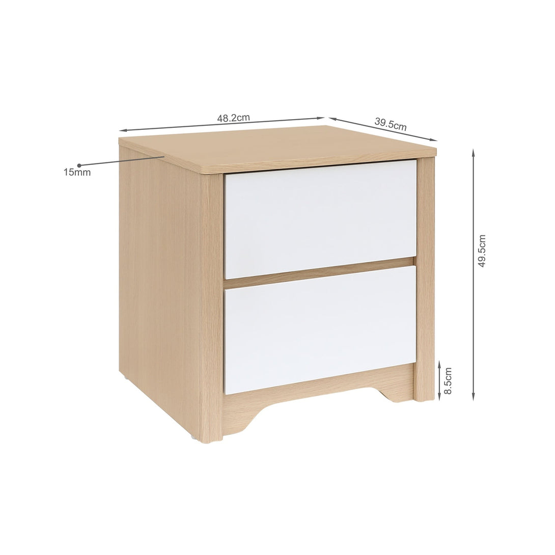 Harlee Bedside Table - Oak + White