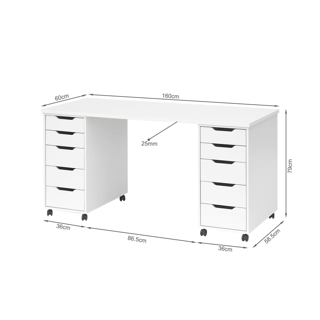 Miles 160cm Computer Desk With Drawers - White