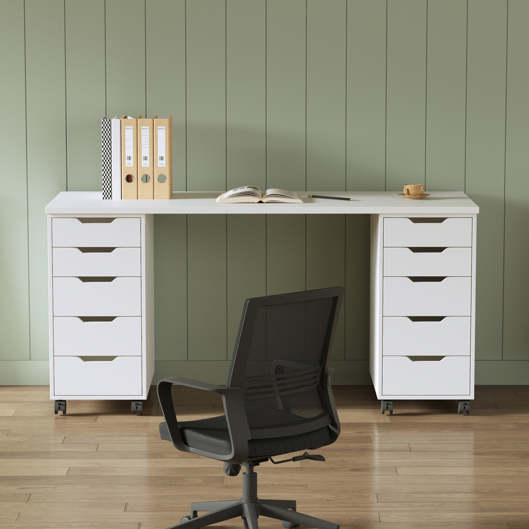 Miles 160cm Computer Desk With Drawers - White