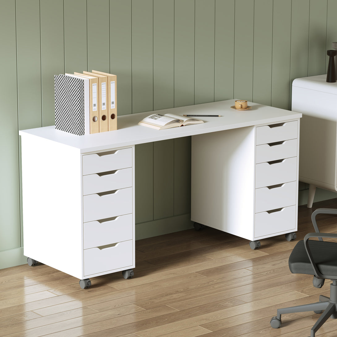 Miles 160cm Computer Desk With Drawers - White