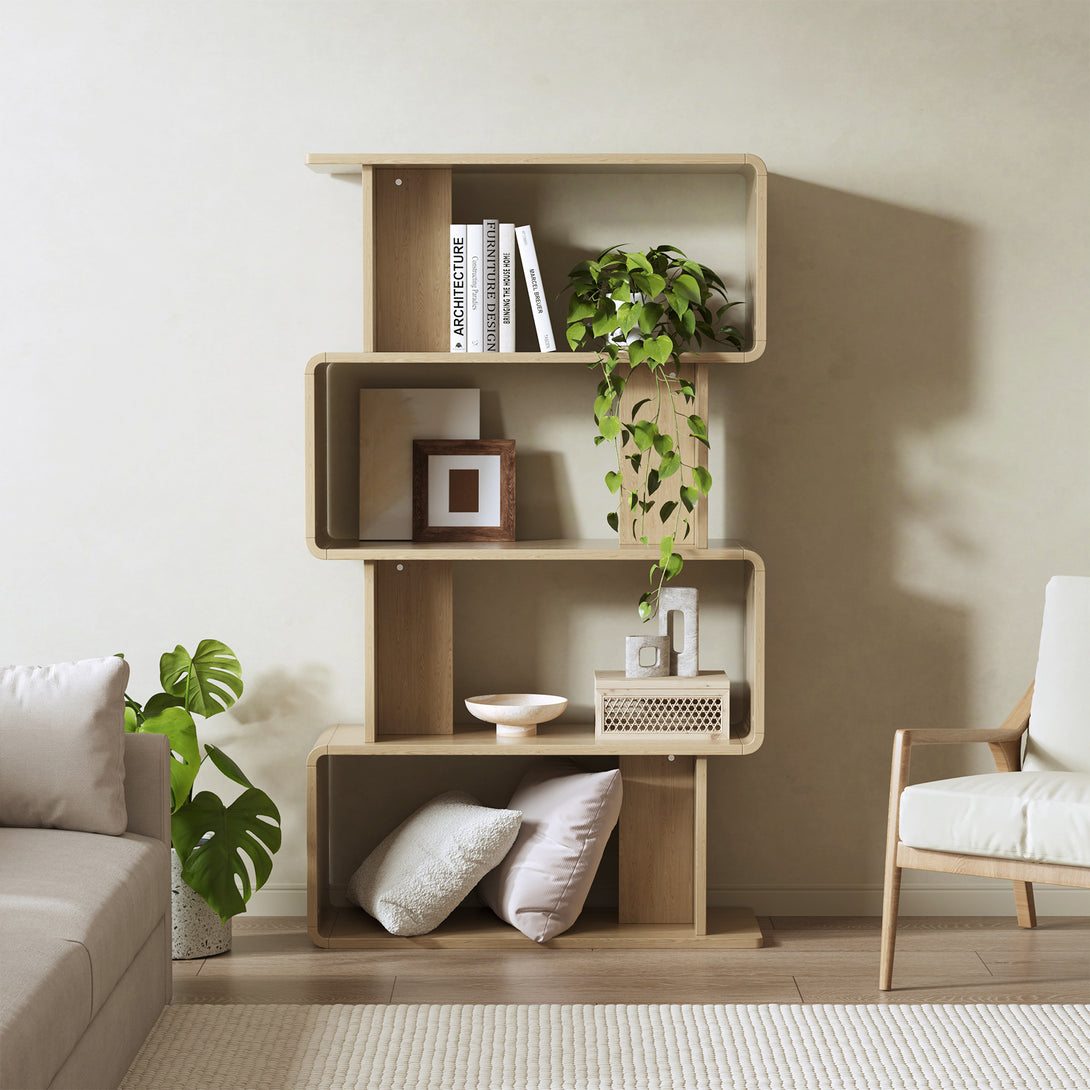 Waitoa 4 Tier Storage Shelf - Oak