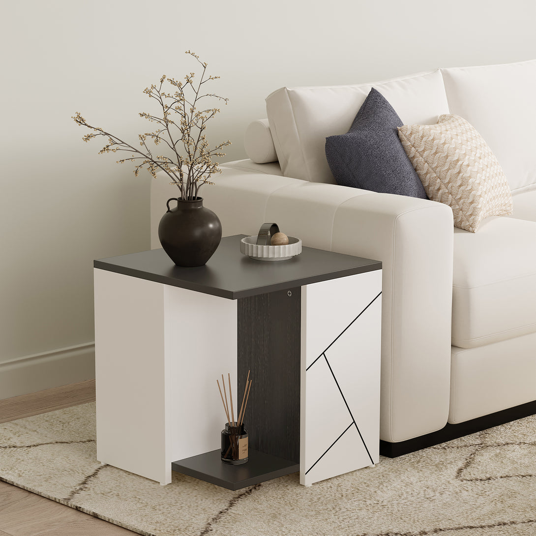 Dustin Side Table - Oak Grey + White