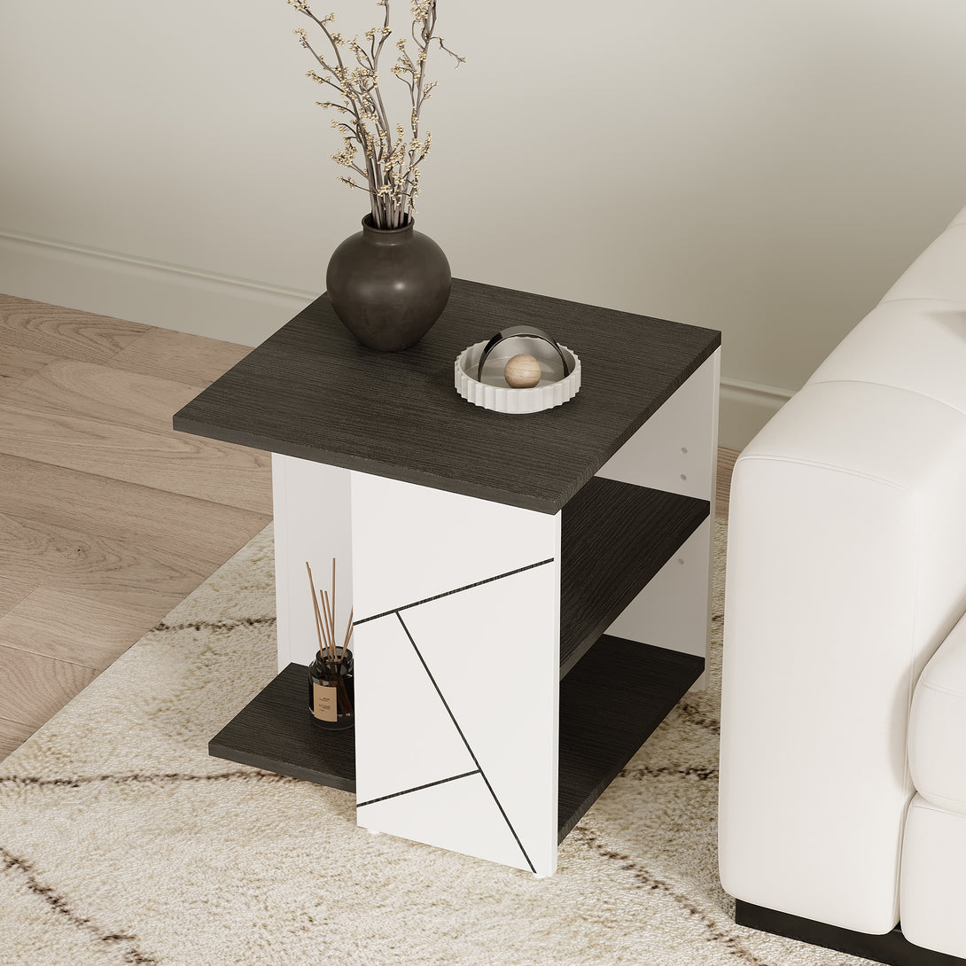Dustin Side Table - Oak Grey + White