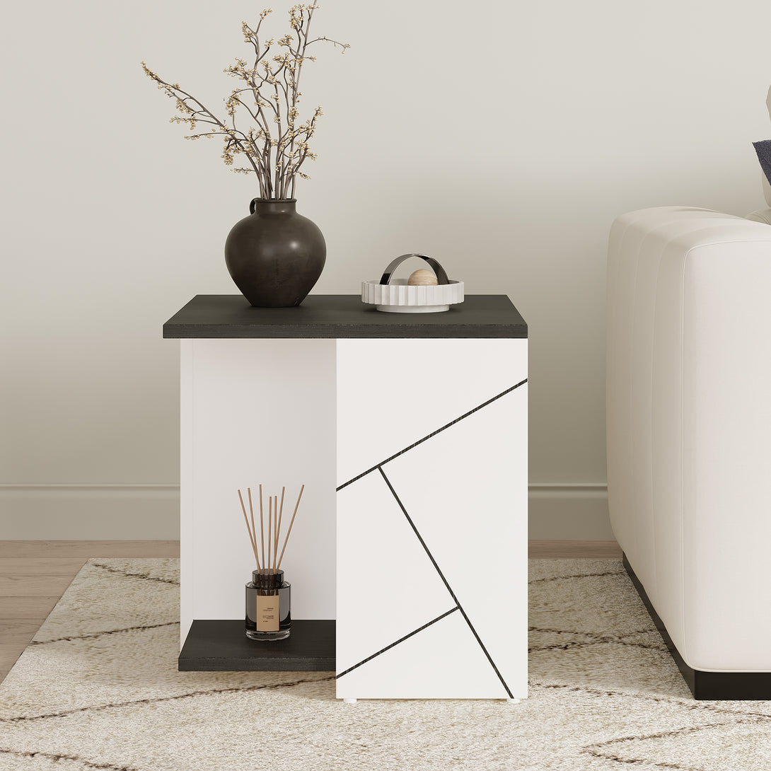 Dustin Side Table - Oak Grey + White