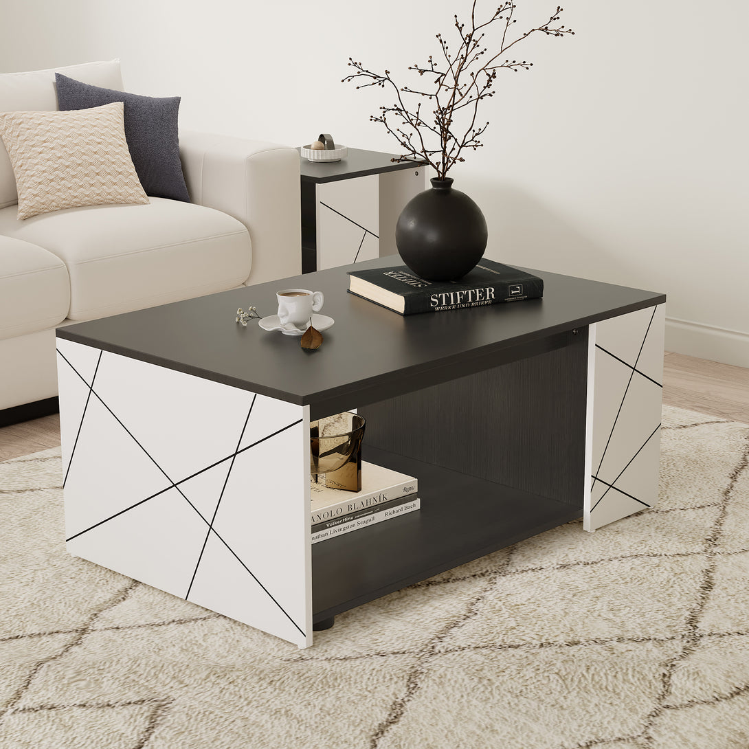 Dustin Coffee Table - Oak Grey + White