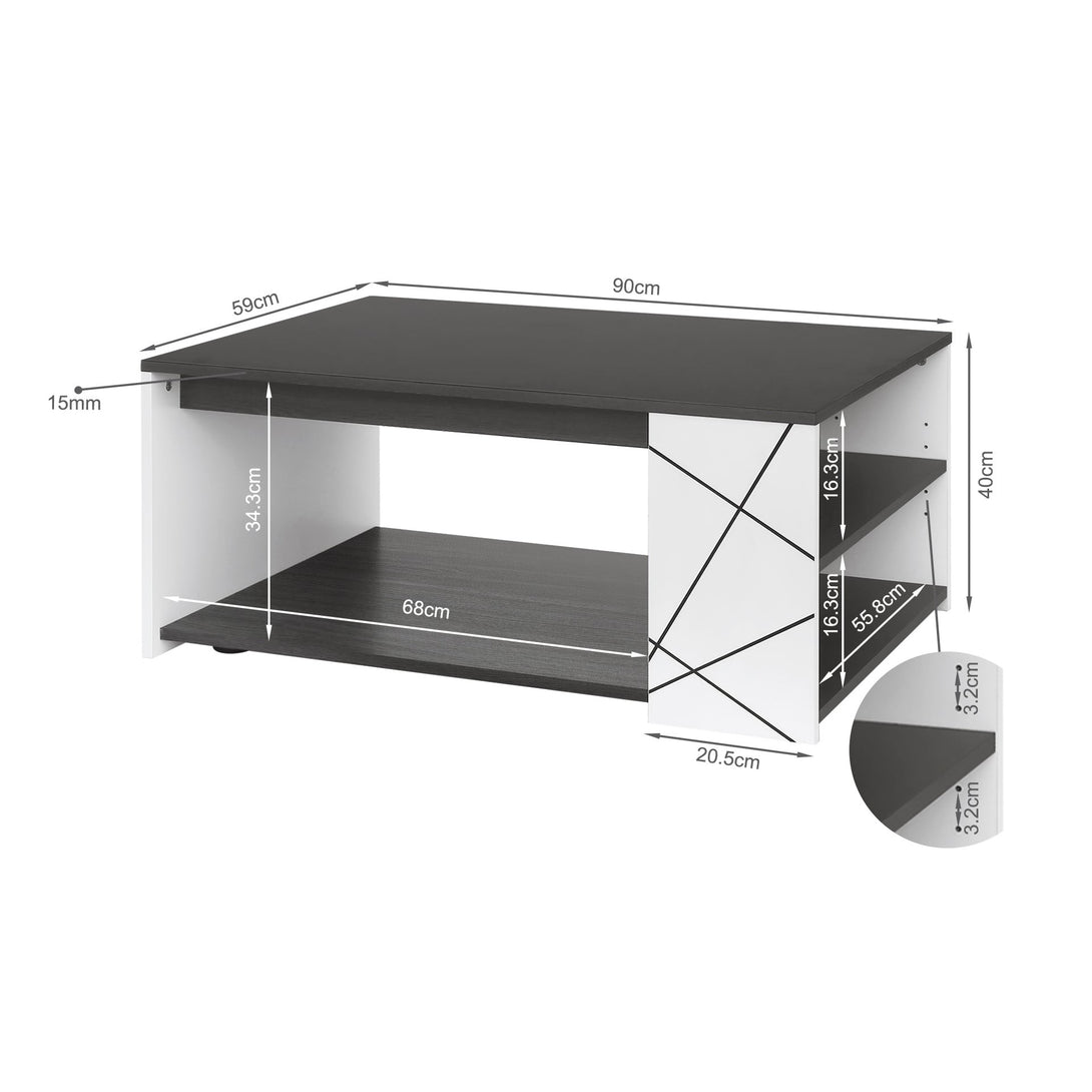 Dustin Coffee Table - Oak Grey + White
