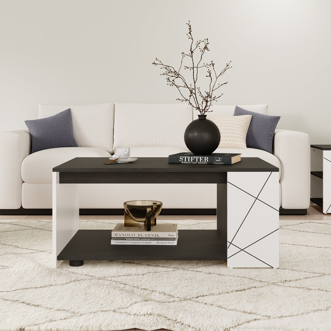 Dustin Coffee Table - Oak Grey + White