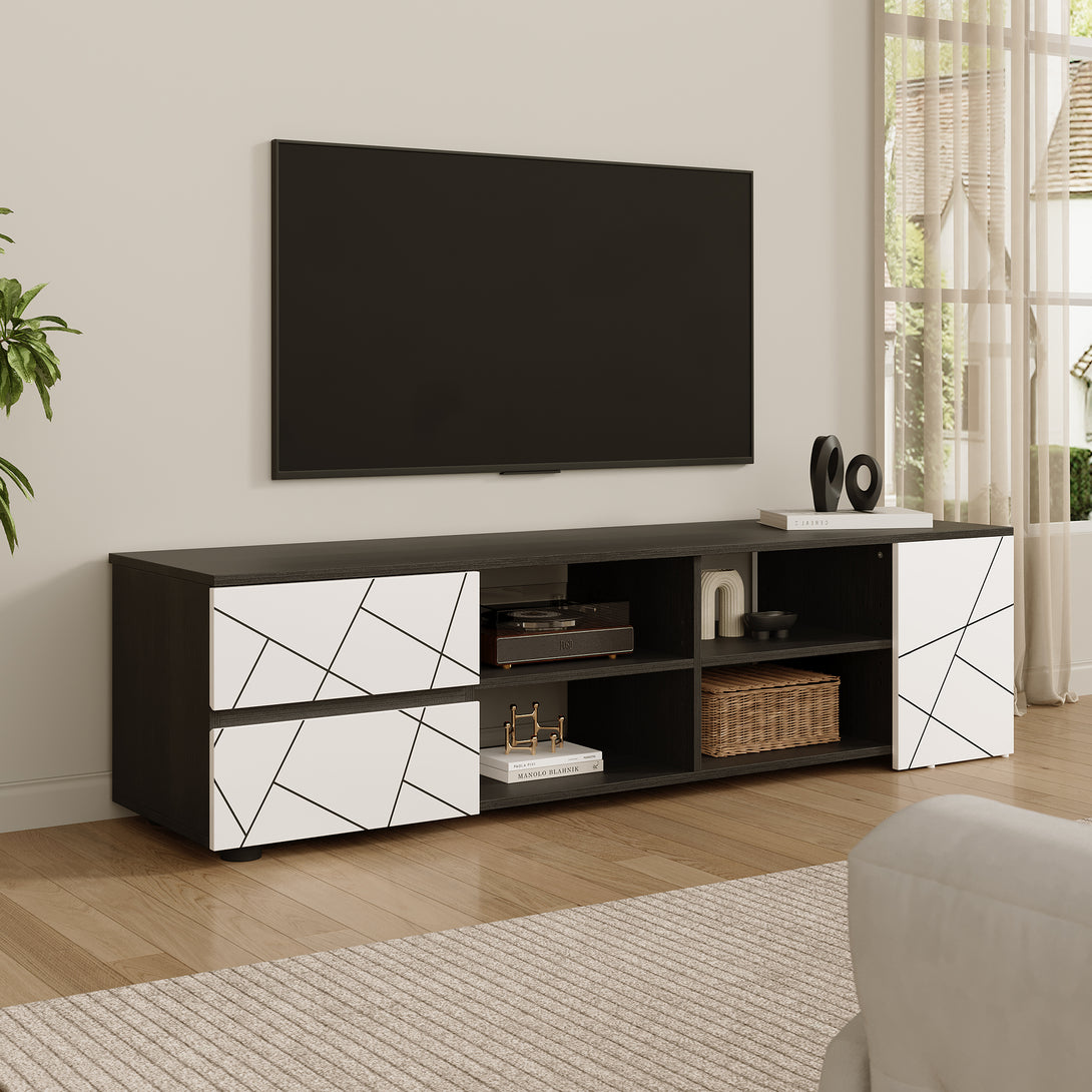 Dustin 1.5m Entertainment Unit - Oak Grey + White 