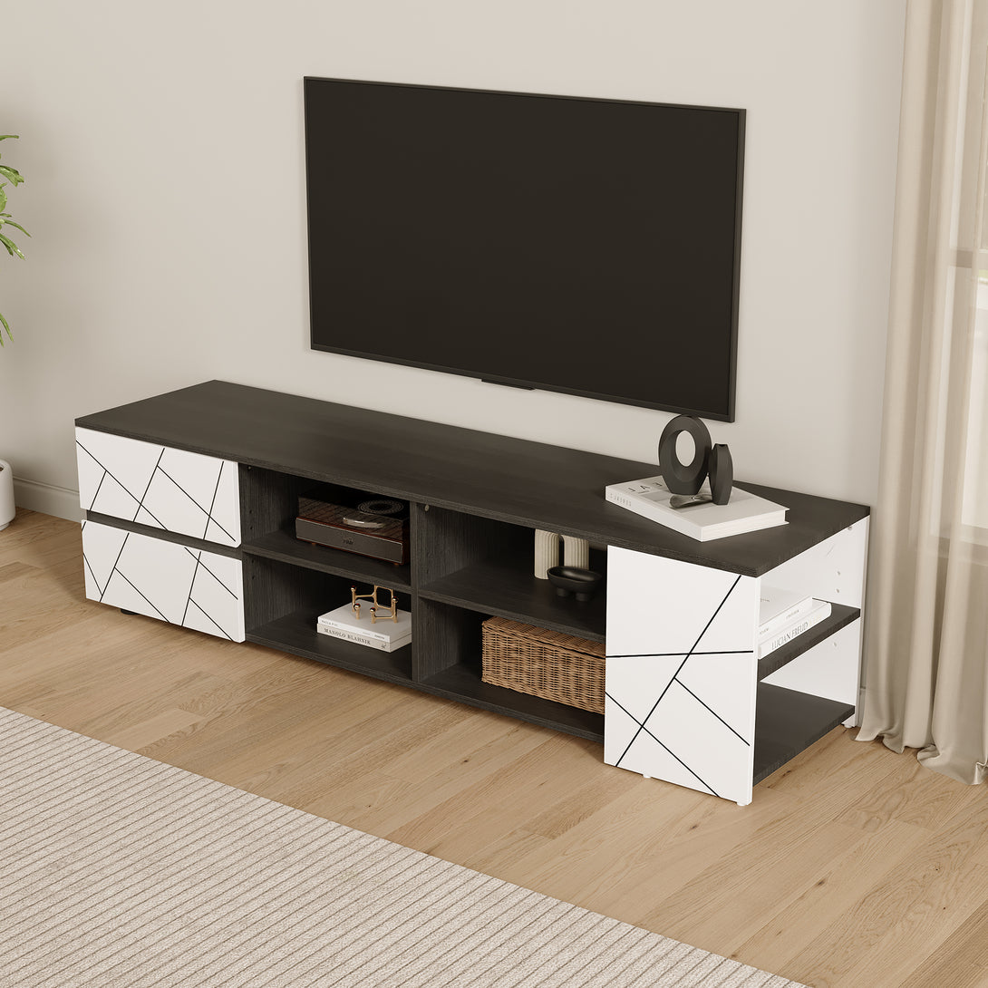 Dustin 1.5m Entertainment Unit - Oak Grey + White 
