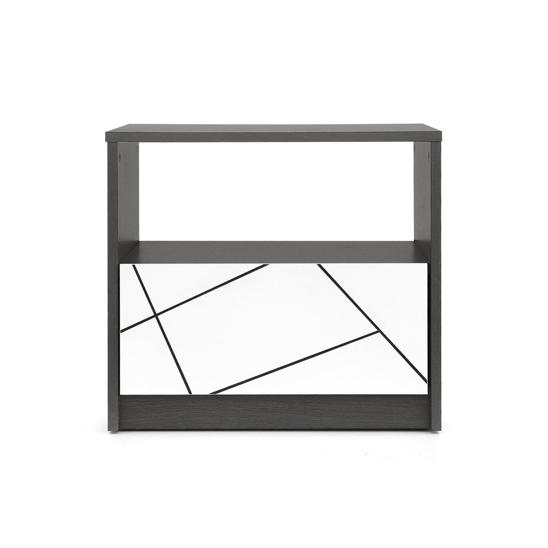 Dustin Bedside Table - Oak Grey + White