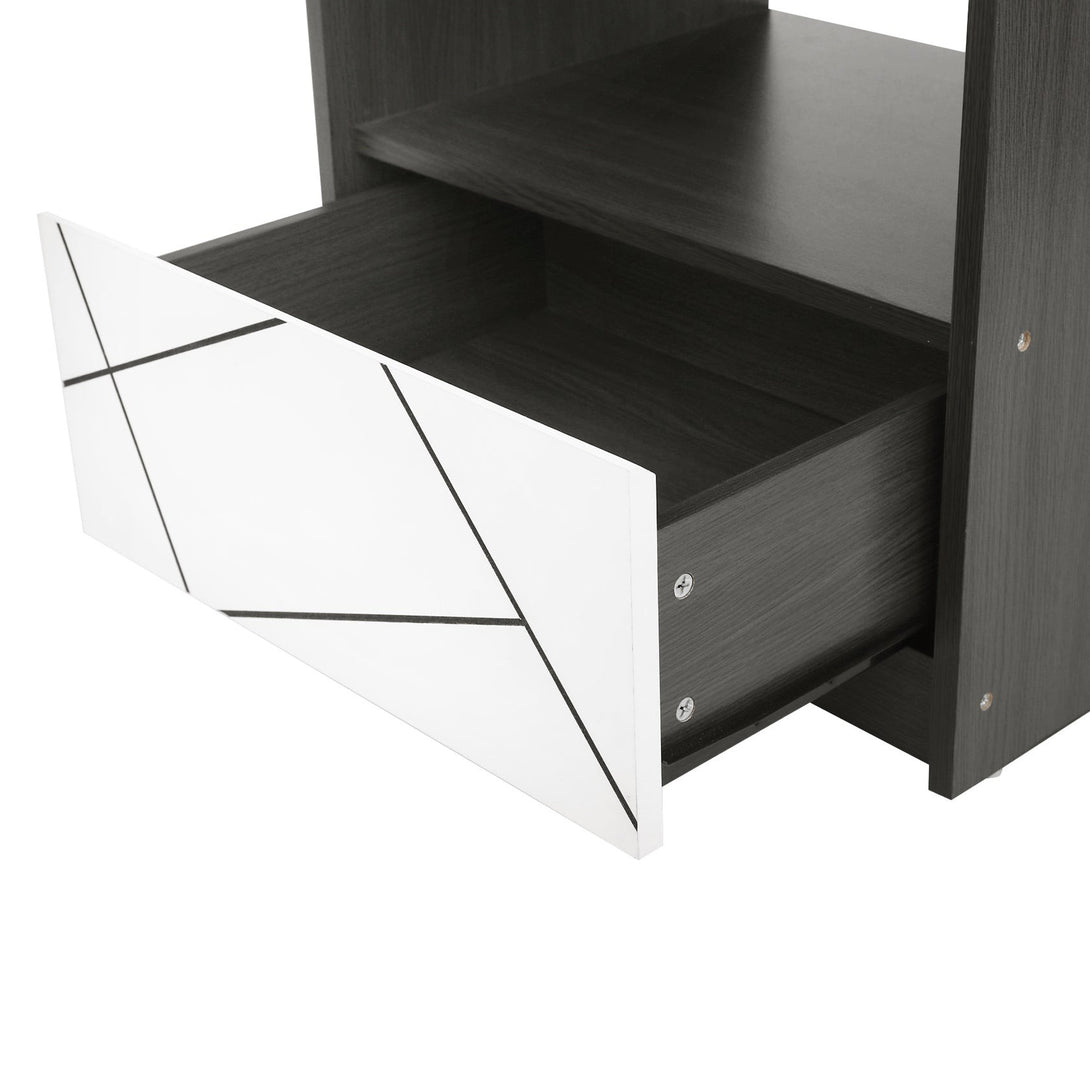 Dustin Bedside Table - Oak Grey + White