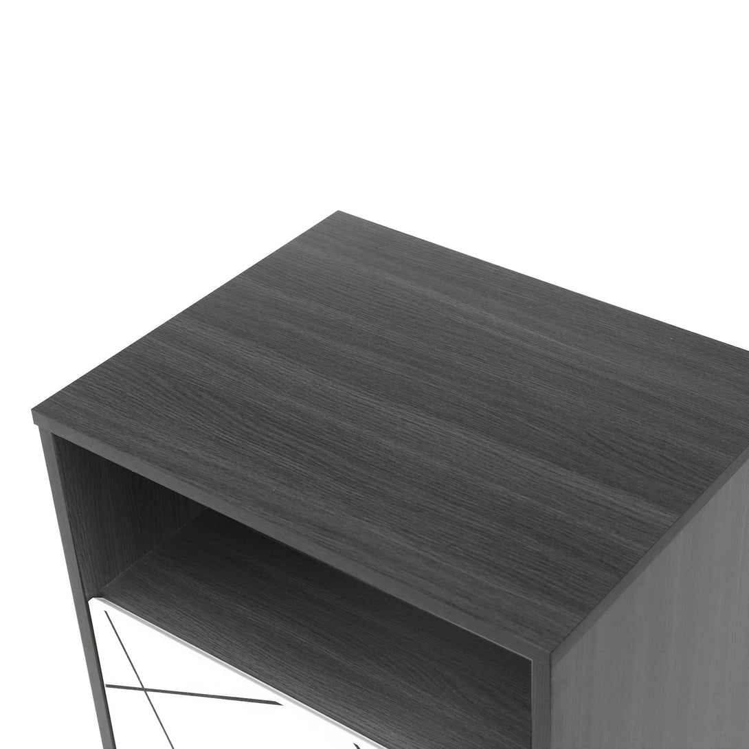 Dustin Bedside Table - Oak Grey + White