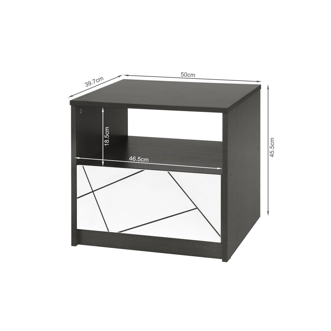 Dustin Bedside Table - Oak Grey + White