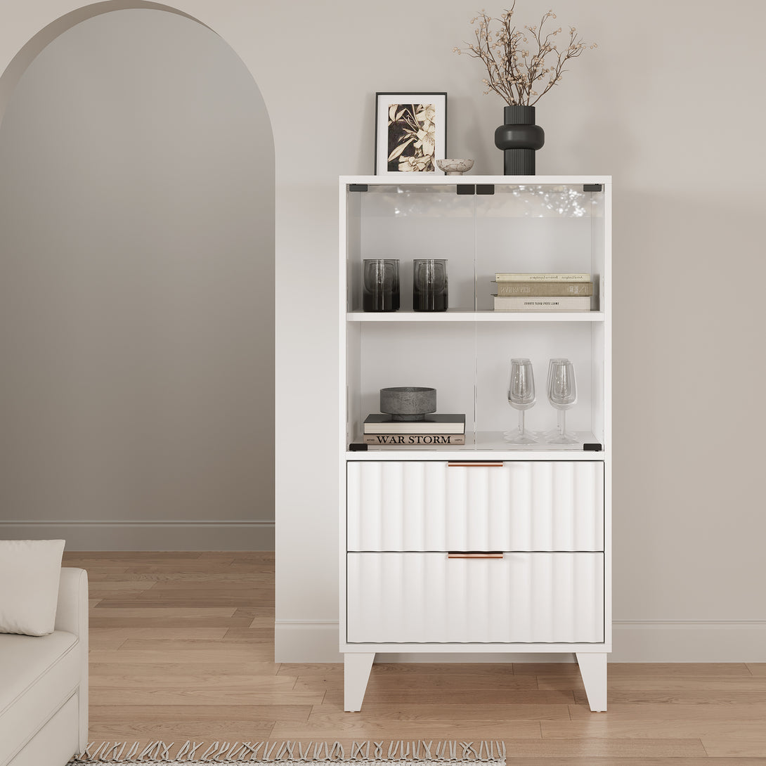 Charlie Display Cabinet with Drawer - White