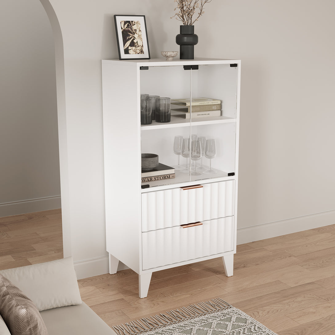 Charlie Display Cabinet with Drawer - White