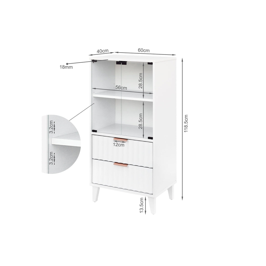 Charlie Display Cabinet with Drawer - White