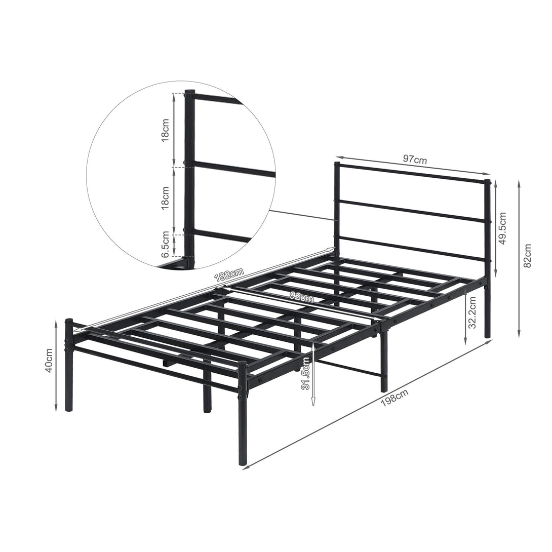 Sienna Single Metal Bed Frame - Black (0.077m3 - 17kg)