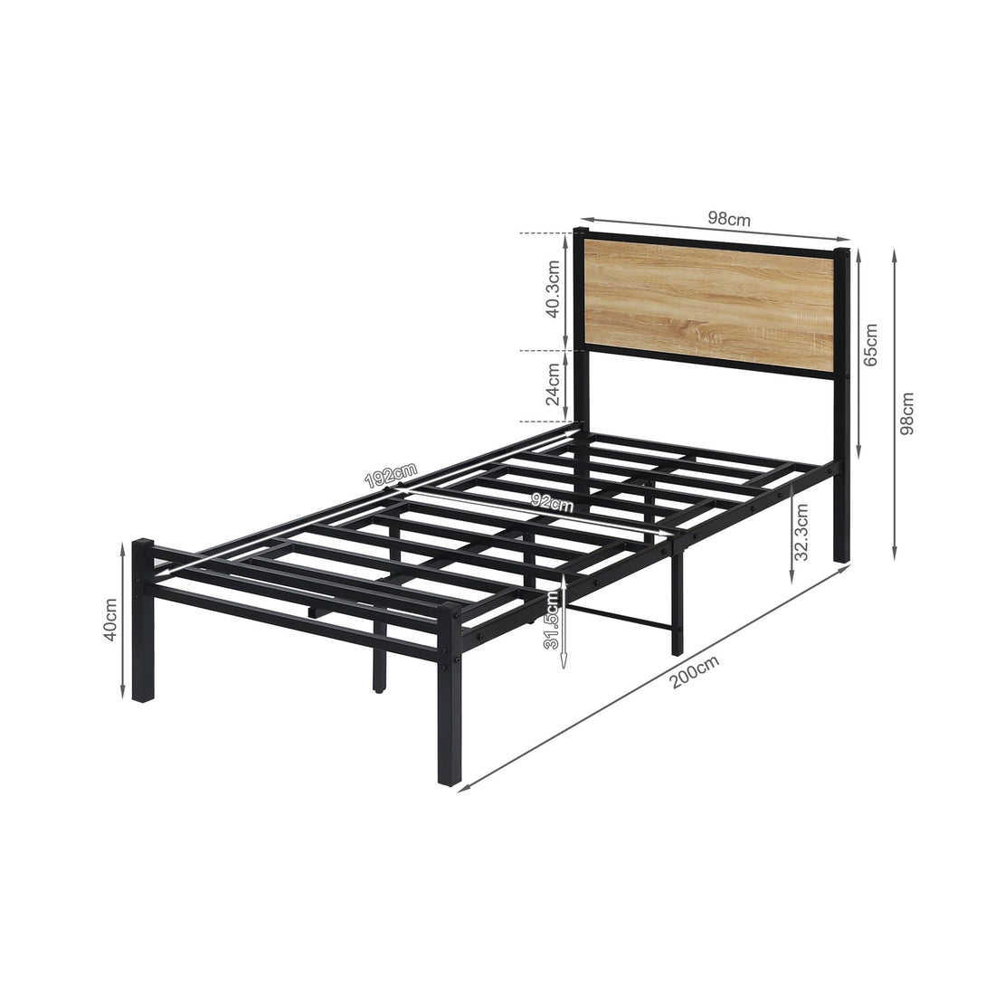 Bella Single Bed Frame - Oak + Black