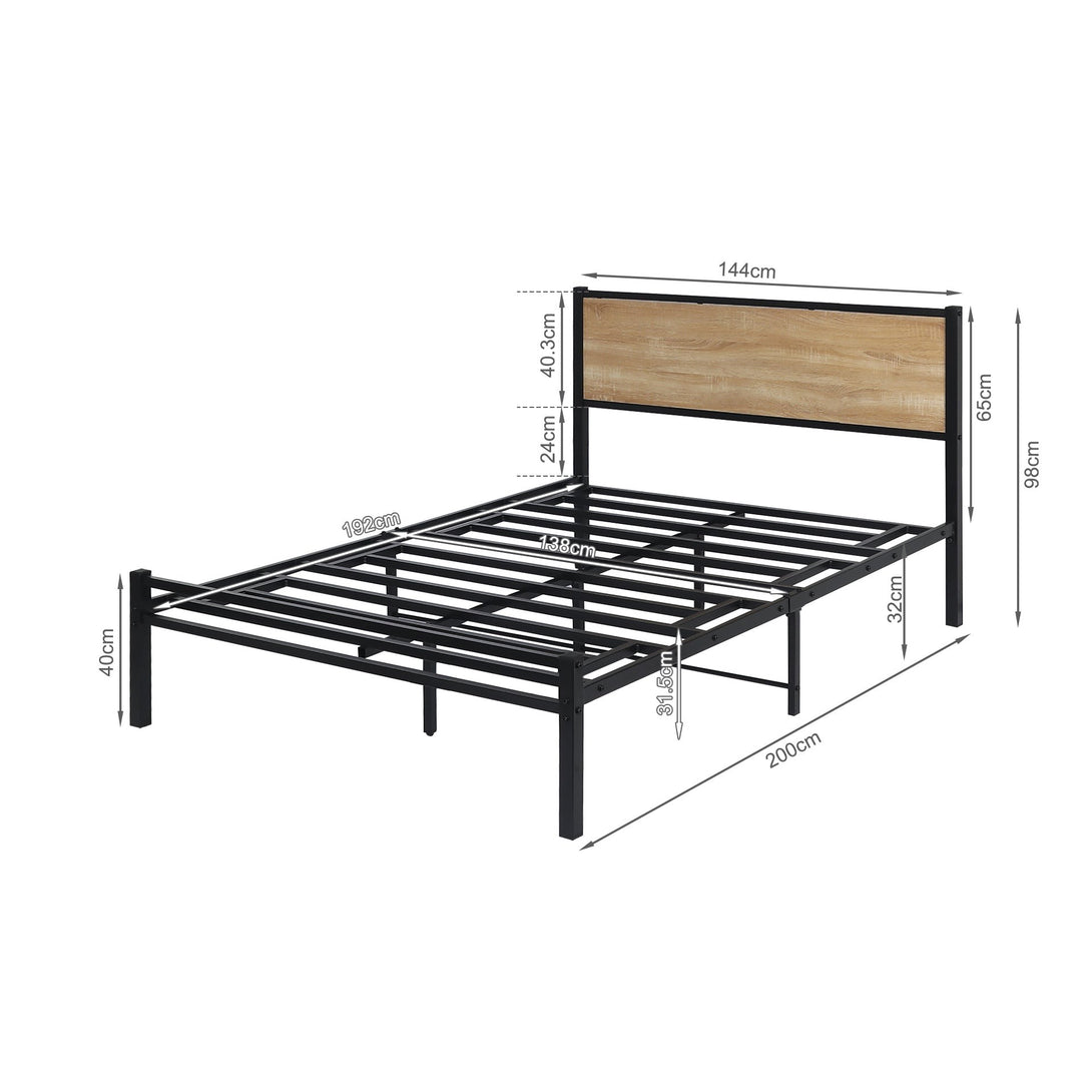 Bella Double Bed Frame - Oak + Black