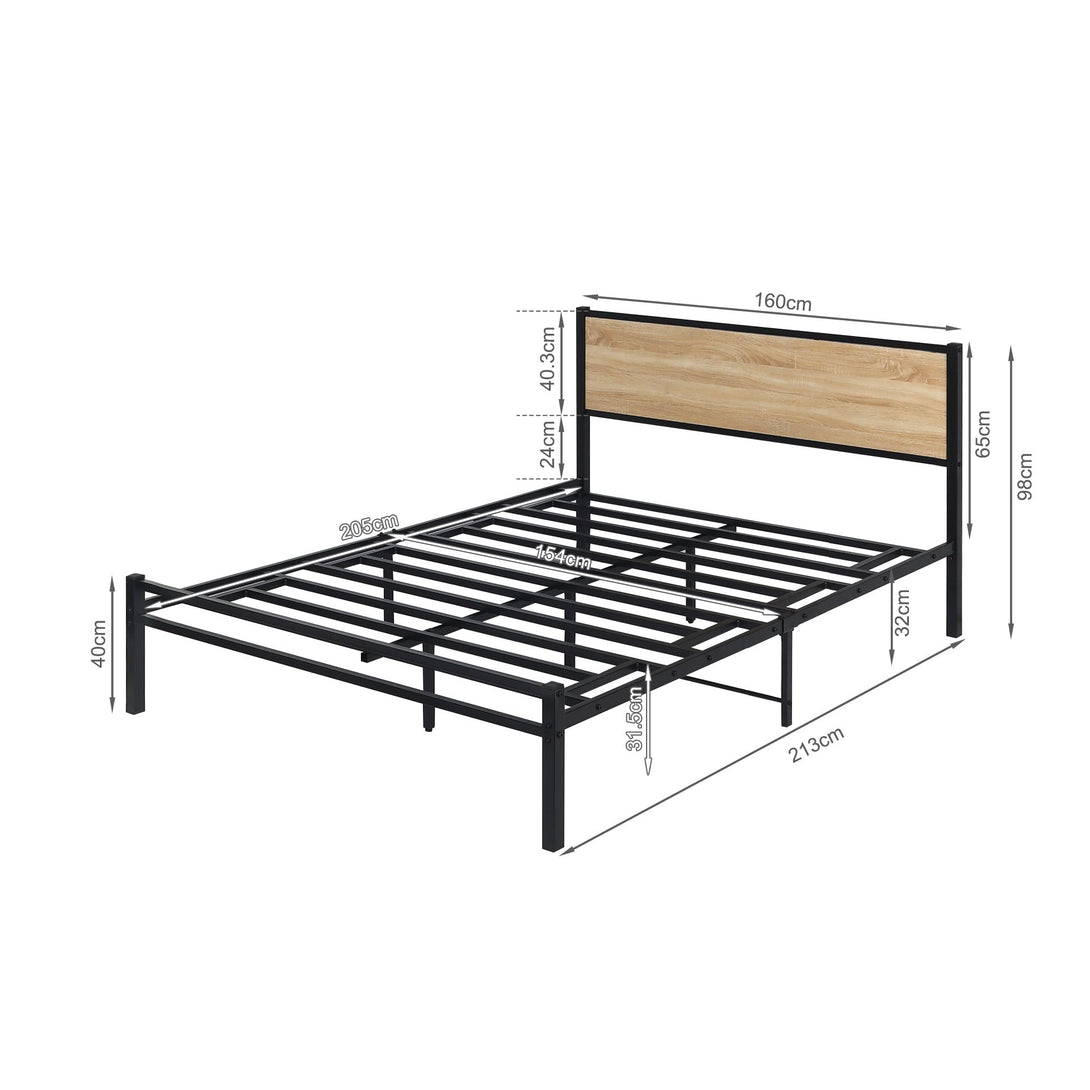 Bella Queen Bed Frame - Oak + Black