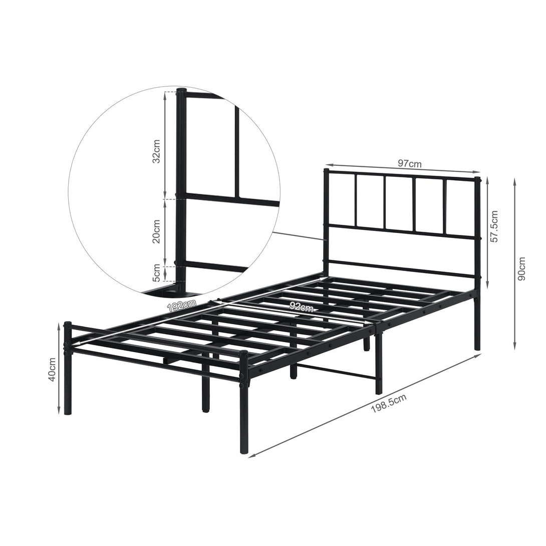 Sophia Single Metal Bed Frame - Black