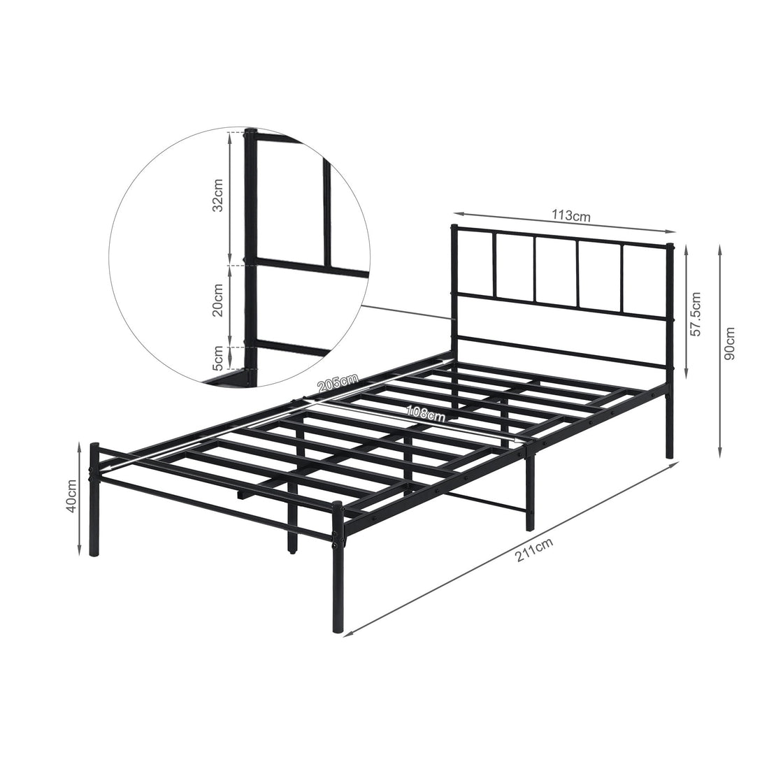 Sophia King Single Metal Bed Frame - Black