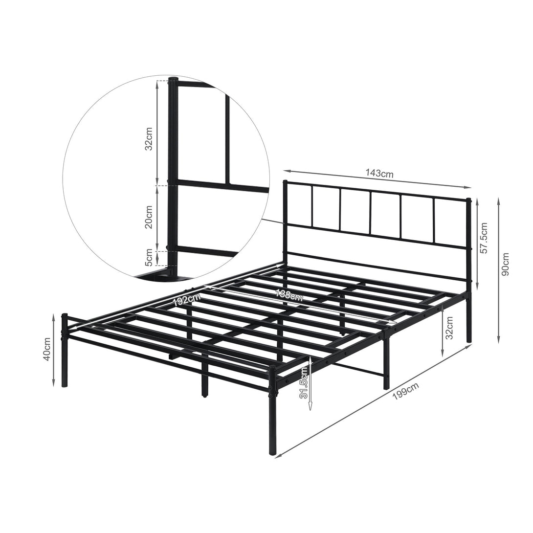 Sophia Double Metal Bed Frame - Black