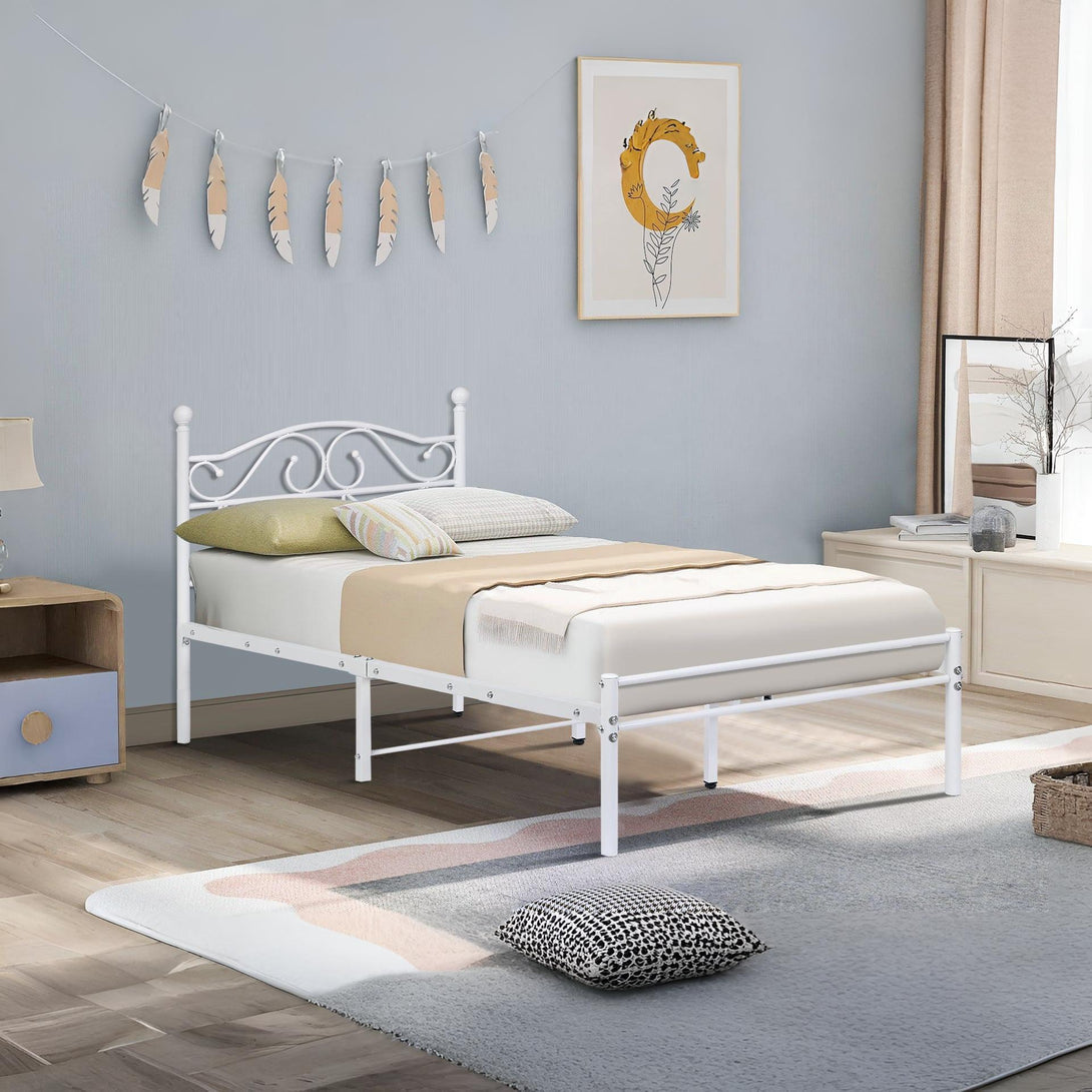 Ruby Single Metal Bed Frame - White